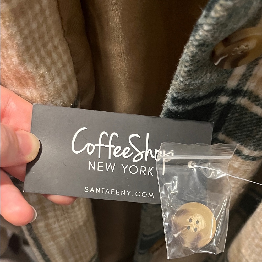 CoffeeShop Plaid Jacket in Green and Tan- Shacket (Shirt/Jacket) - Picture 6 of 6